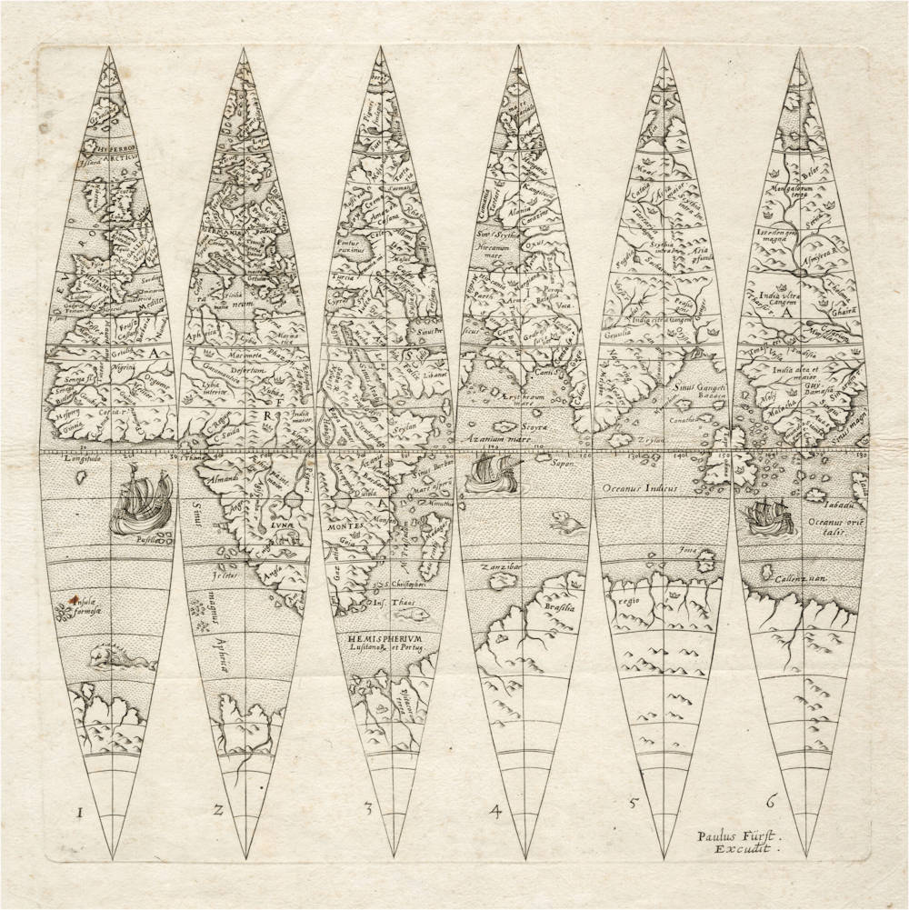 Eastern Hemisphere Globe Gores by Johann Oterschaden