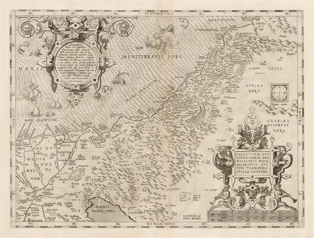Antique map of the Holy Land by Ortelius