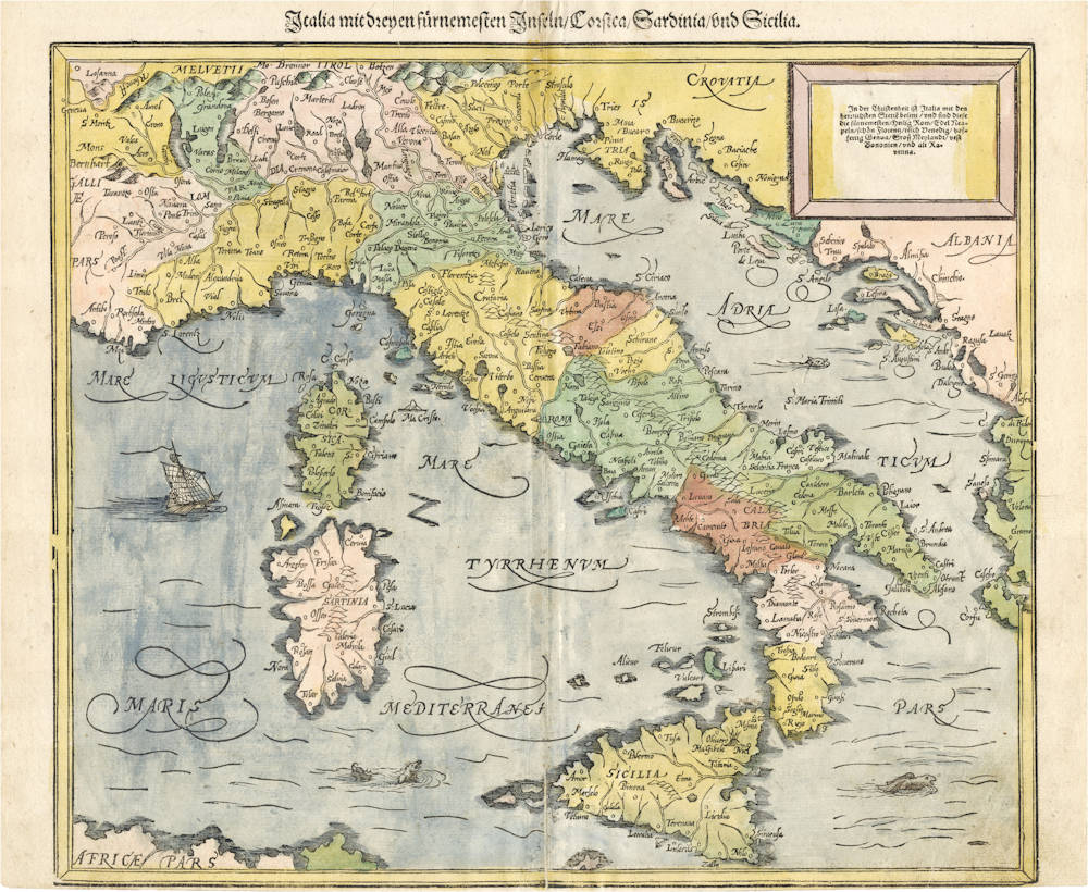 Antique map of Italy by Münster