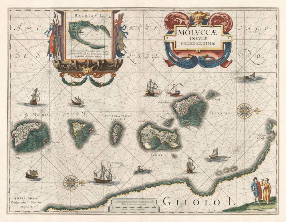 Antique map of the Spice Islands / Moluccas by Hondius and Blaeu
