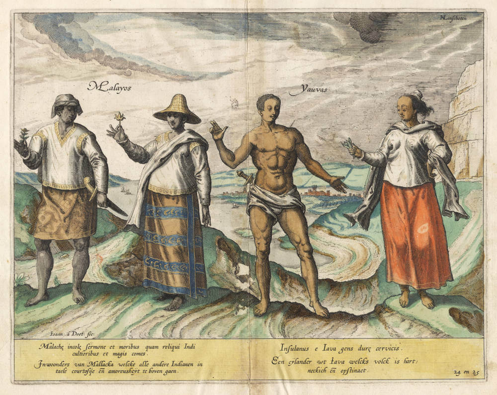 Antique master print of Malayans and Javanese people