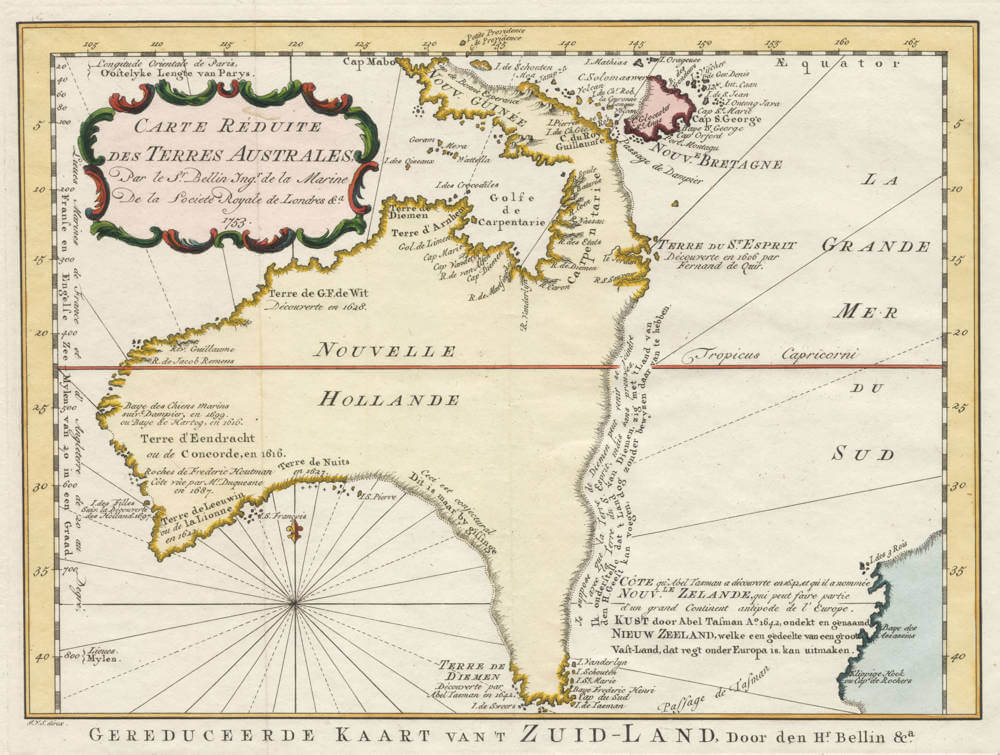 Antique map of Australia by Bellin