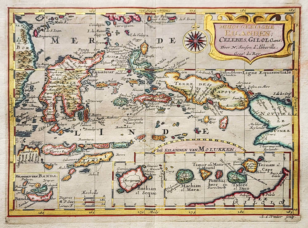 Antique map of the Moluccas by Sanson