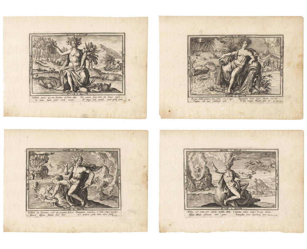 Old master prints of the four classical elements