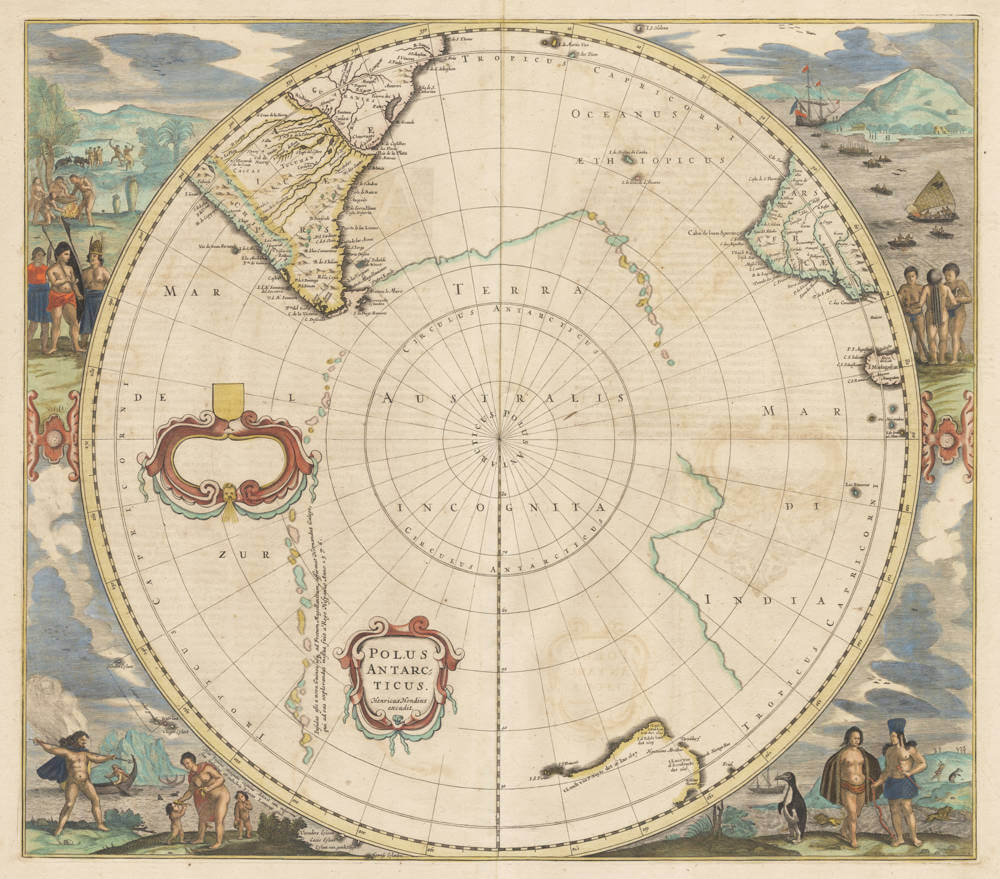 Antique map of South Pole by Hondius