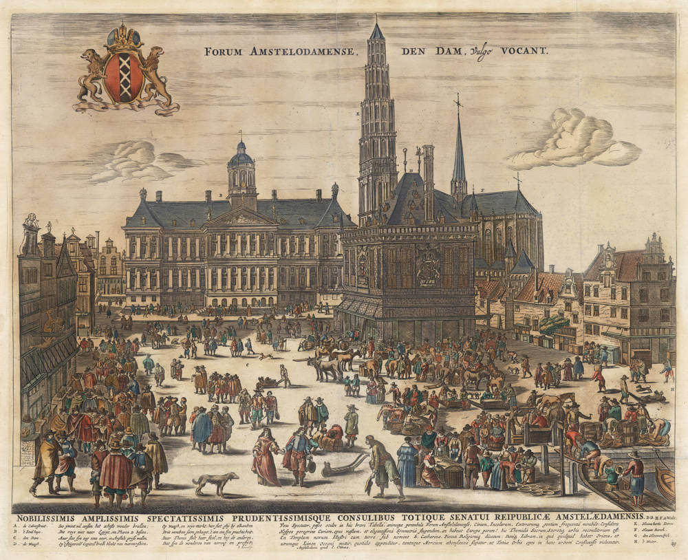 Antique map of Amsterdam Central Market Square by Frederick de Wit