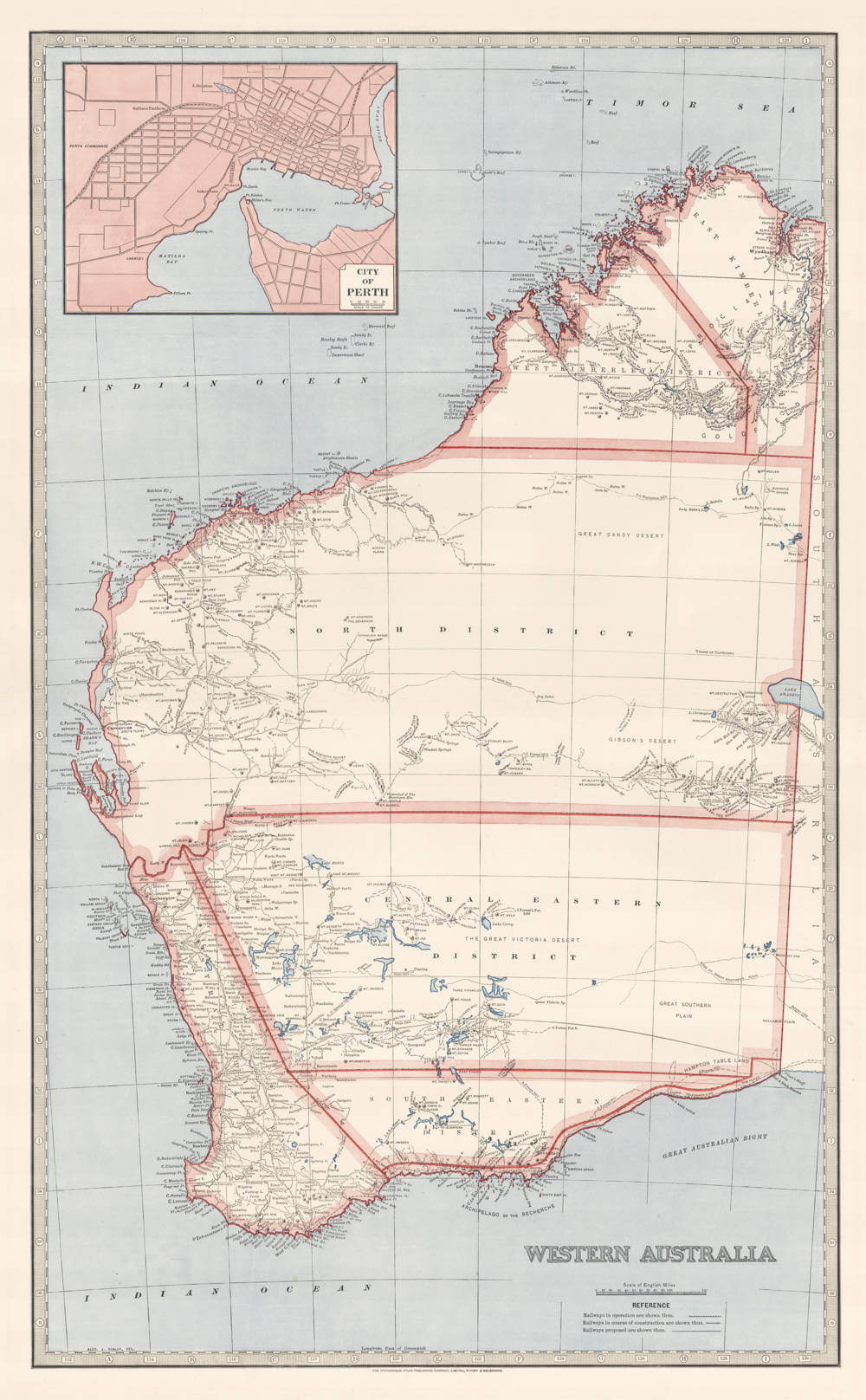 Antique map of Western Australia by Alex J. Scally