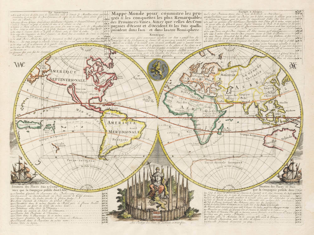 Antique map of the World by Chatelain