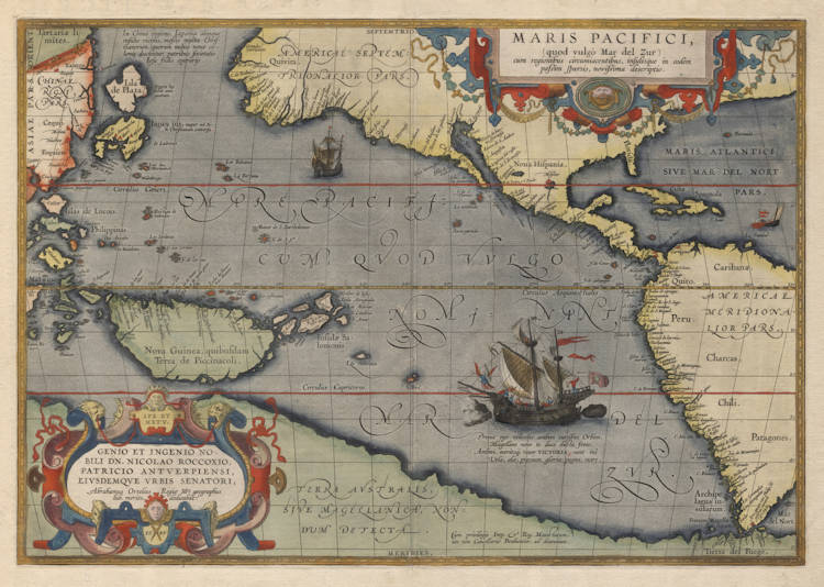 Antique map of the Pacific by Ortelius