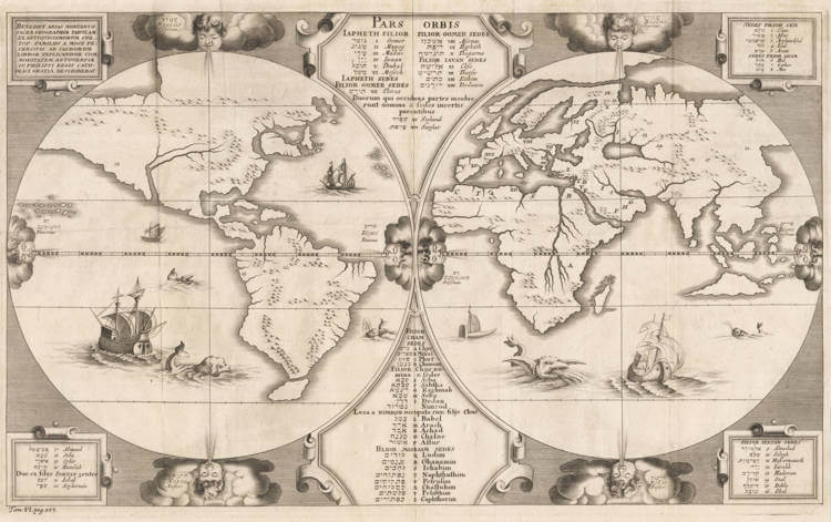 Antique map of the World by Benedictus Arias Montanus