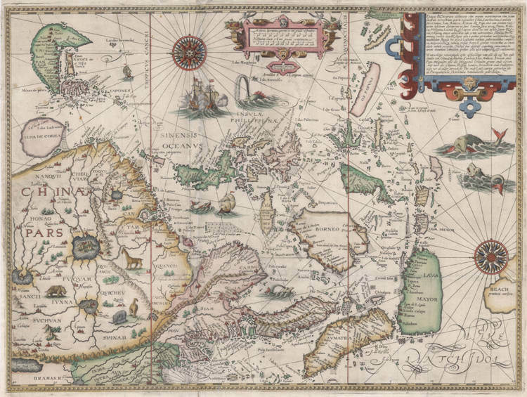 Antique map of South East Asia by Linschoten