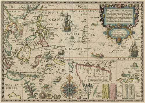 Antique map of the Spice Islands by Plancius