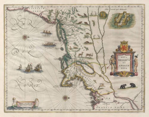 Antique map of New Netherlands, New England by Blaeu
