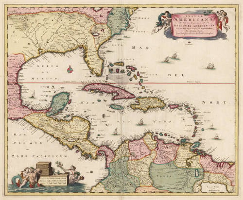 Antique map of West Indies by Visscher