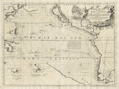 Antique map of the Pacific by Coronelli