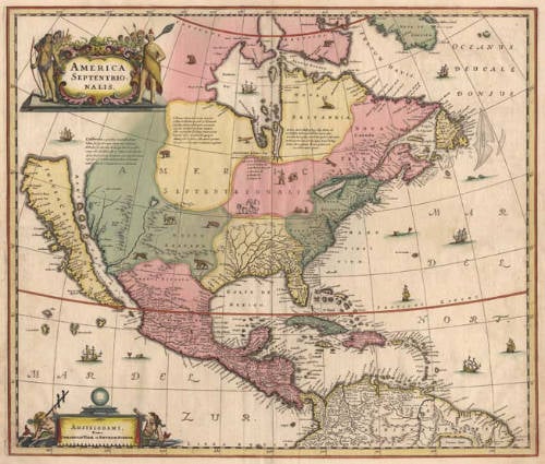 Antique map of North America by Janssonius