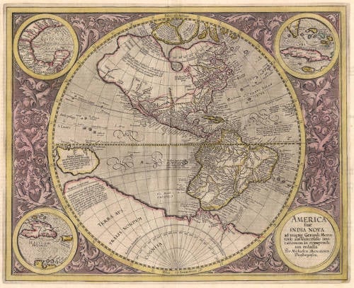 Antique map of America by Mercator
