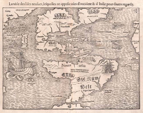 Antique map of America by Münster