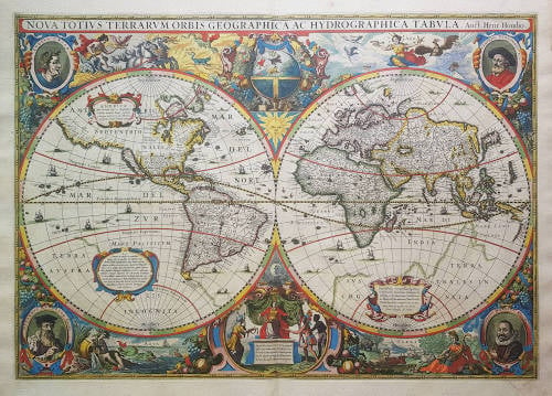 Antique map of the World by Henricus Hondius