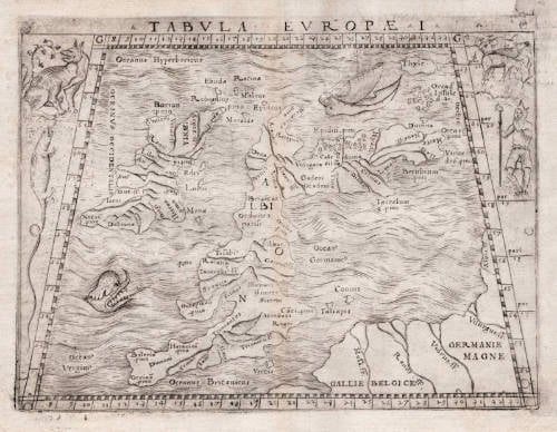Antique map of British Isles by Gastaldi / Ptolemy