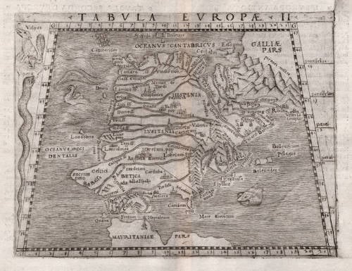 Antique map of Spain by Gastaldi / Ptolemy