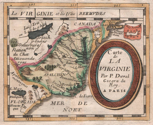 Antique map of Virginia by Pierre Du Val