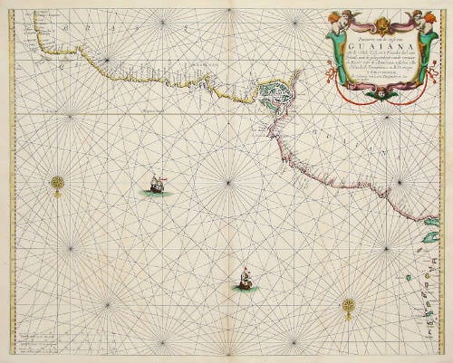Antique map of Guyana by van Loon