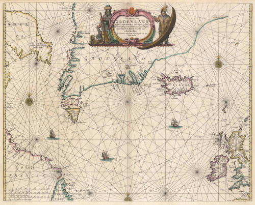 Antique map of North Atlantic by van Loon