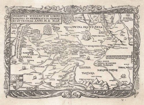 Antique map of Russia by Herberstein