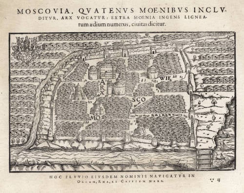 Antique map of Moscow by Herberstein