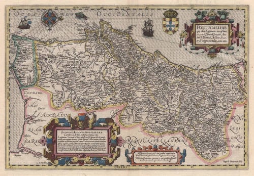 Antique map of Portugal by Jodocus Hondius I
