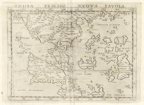 Antique map of South East Asia by Ruscelli / Gastaldi