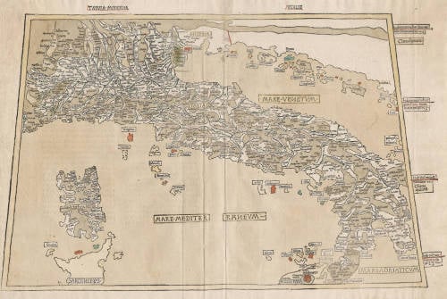 Antique map of Italy by Ulm Ptolemy