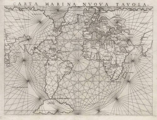 Antique map of the World (Carta Marina) by Ruscelli