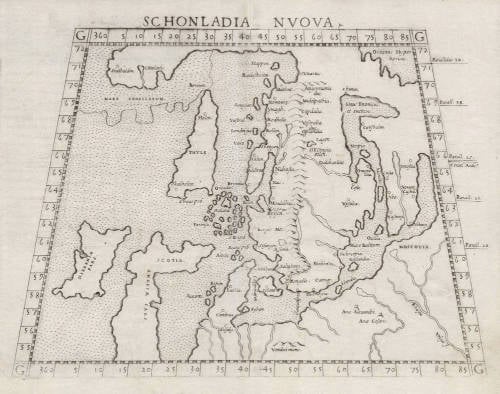 Antique map of Scandinavia by Ruscelli / Gastaldi
