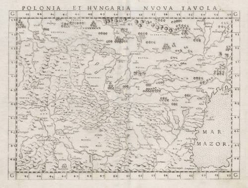 Antique map of Eastern Europe by Ruscelli / Gastaldi