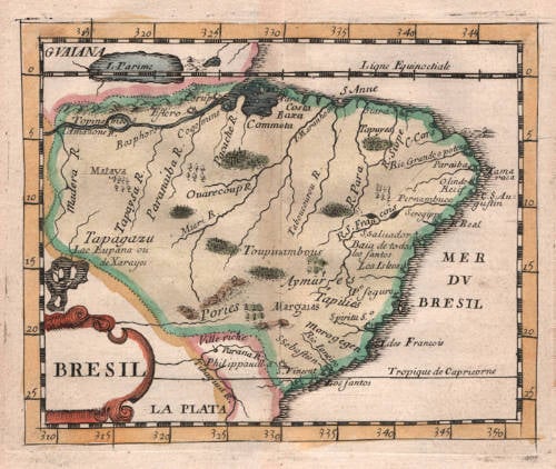 Antique map of Brazil by Pierre Du Val