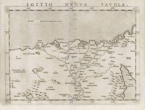 Antique map of Egypt by Ruscelli / Gastaldi