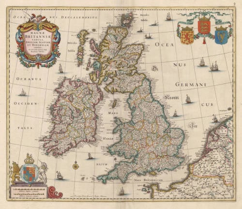 Antique map of the British Isles by Visscher