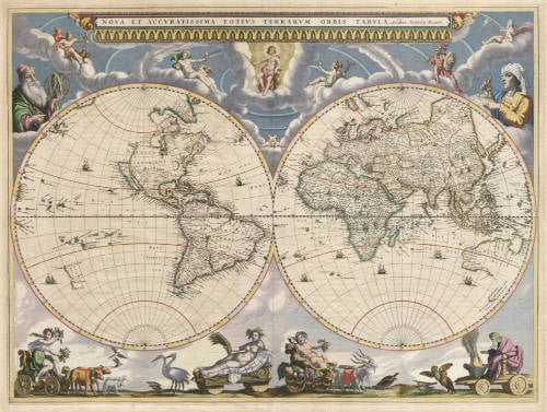 Antique map of the World by Joan Blaeu