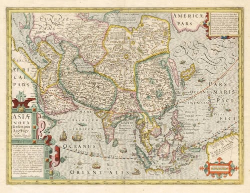 Antique map of Asia by Jodocus Hondius I