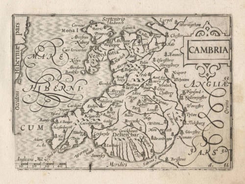 Antique map of Wales by Langenes / Visscher