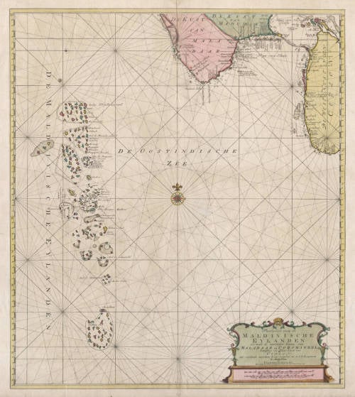 Antique map of the Maldives by van Keulen