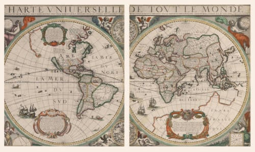 Antique map of the World by Danckerts-Tavernier
