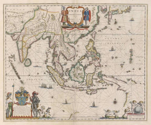 Antique map of South East Asia by Willem Blaeu