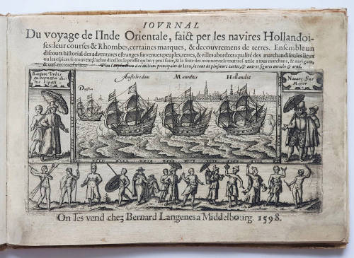 Antique map of the Dutch first fleet to the East Indies by Houtman