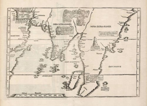 Antique map of Asia and the Indian Ocean by Fries / Waldseemüller