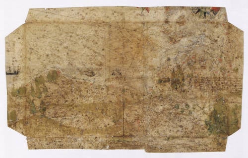 Painted map on vellum of Marco Polo's unknown Southland
