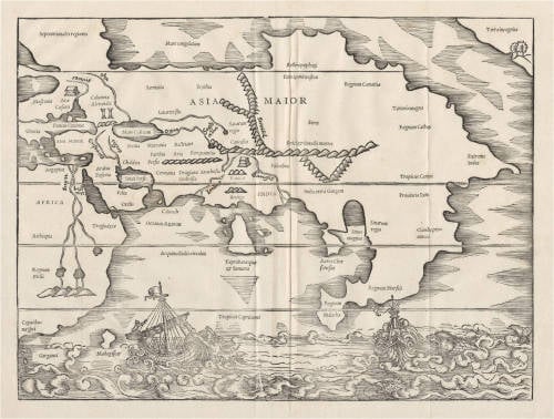 Antique map of Asia and the Indian Ocean by Solinus / Münster