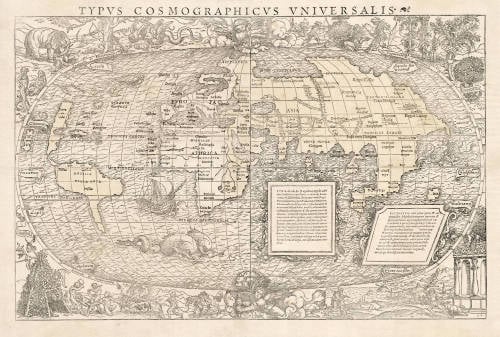Antique map of the World by Münster / Grynaeus / Holbein
